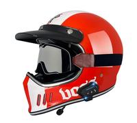 Cascos Integrales De Motocicleta Bluetooth Homologado ECEDOT con Gafas Casco Integral Moto Retro con Altavoz Y Micrófono El Forro Es Extraíble para Hombres Y Mujeres Adultos E,XXL:63-64CM