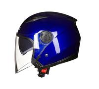 Cascos Jet de Moto para Hombre y Mujer para Todas Las Estaciones Antivaho Casco Abierto con Doble Lente Protección Solar para el Verano ABS Seguridad Resistente Azul XXL/63-64cm