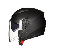 Cascos Jet de Moto para Hombre y Mujer para Todas Las Estaciones Antivaho Casco Abierto con Doble Lente Protección Solar para el Verano ABS Seguridad Resistente Negro Mate XL/61-62cm