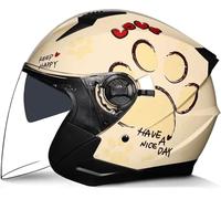 Cascos jet de moto vintage, casco abierto 3/4, casco de scooter vintage para hombre y mujer, casco retro eléctrico con certificación ECE y visera solar. 1,XXL=61-62CM