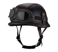 Cascos Jet Vintage Medio Casco De Moto Retro Casco Half-Helmet con Gafas Homologado ECEDOT Cascos Abiertos De Motocicleta Medio Casco Scooter para Hombres Y Mujeres Adultos N,M:57-58CM