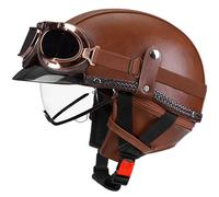 Cascos Jet Vintage Medio Casco De Moto Retro con Gafas Casco Half-Helmet ECEDOT Homologado Cascos Abiertos De Moto Medio Casco Motocicleta para Hombres Y Mujeres Adultos S,L:59-60CM