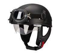Cascos Jet Vintage Medio Casco De Motocicleta Retro Casco Half-Helmet con Gafas DOTECE Homologado Cascos Abiertos De Moto para Hombres Y Mujeres Adultos para Crucero Bike M,S:55-56CM