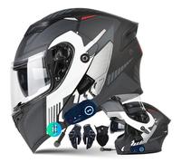 Cascos Modular Moto con Bluetooth Casco Abatible Casco integrales con Doble Visera antivaho Cascos Modulares Moto Aprobado ECE Cascos De Motocicleta para Hombres y Mujeres M~XXL