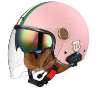 Cascos Moto Abierto Casco de Motocicleta Estilo alemán, Casco Ciclomotor Homologado ECE Casco de Moto Retro 3/4 con Bluetooth Casco Motocross Hombres Mujeres Casco Jet Moto Hombre 18,XL=61-62cm