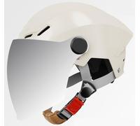 Cascos Moto Abierto Estilo alemán Casco Bici con Doble Visera Casco Ciclomotor, Medio Cascos Vintage Casco Jet Moto Hombre Homologado ECE, Cascos Scooter Hombres Mujeres 4,54-61cm