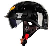 Cascos Moto Hombre Casco Moto Vintage Cascos Half Helmet Dot/ECE Helmet Ciclomotor Casco para Mujer Hombre Adultos, Capacete Moto Casco Abierto para Bike Cruiser Moped Scooter N,S