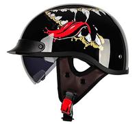 Cascos Moto Hombre Casco Moto Vintage Cascos Half Helmet Dot/ECE Helmet Ciclomotor Casco para Mujer Hombre Adultos, Capacete Moto Casco Abierto para Bike Cruiser Moped Scooter K,XXL