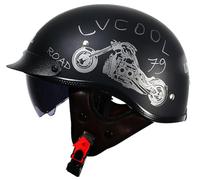 Cascos Moto Hombre Casco Moto Vintage Cascos Half Helmet Dot/ECE Helmet Ciclomotor Casco para Mujer Hombre Adultos, Capacete Moto Casco Abierto para Bike Cruiser Moped Scooter D,M