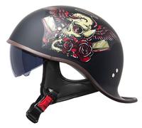 Cascos Moto Hombre Casco Patinete Electrico, Casco Moto Jet Vintage Certificado ECE Interior Lavable, Casco Ciclomotor Casco Semiabierto con Anticolisión 10,2XL(61-63cm)