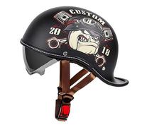 Cascos Moto Hombre Casco Patinete Electrico, Casco Moto Jet Vintage Certificado ECE Interior Lavable, Casco Ciclomotor Casco Semiabierto con Anticolisión 8,M(55-56cm)