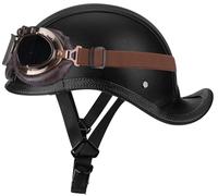 Cascos Moto Hombre Jet, Casco de Motocicleta Retro Estilo alemán Casco Ciclomotor Hombres Mujeres, Homologado ECE Casco Motocicleta Abierto con Gafas para Cruiser Scooter Chopper 5,M=55-56cm
