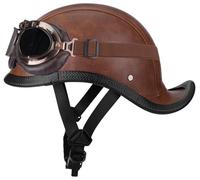 Cascos Moto Hombre Jet, Casco de Motocicleta Retro Estilo alemán Casco Ciclomotor Hombres Mujeres, Homologado ECE Casco Motocicleta Abierto con Gafas para Cruiser Scooter Chopper 7,L=57-58cm
