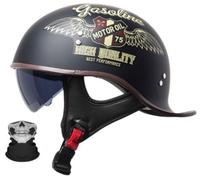 Cascos Moto Hombre Jet Casco Moto Jet Abierto Casco de Motocicleta Retro Estilo alemán Homologado ECE, Cascos de Media Cara Hombres Mujeres para ciclomotor Scooter 1,XL=61-62cm