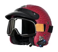 Cascos Motocicleta Abiertos Bluetooth Medio Casco Retro Jet Cuero con Gafas Casco Half-Helmet Cascos Moto 3/4 Jet Homologado ECEDOT Auriculares Y Micrófono Incorporados U,XL:61-62CM
