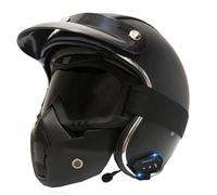 Cascos Motocicleta Vintage Bluetooth Casco Half-Helmet con Gafas Homologado ECEDOT Cascos Abiertos De Moto Medio Casco Jet con Altavoz Y Micrófono para Hombres Y Mujeres F,XL:61-62CM