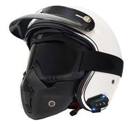 Cascos Motocicleta Vintage Bluetooth Casco Half-Helmet con Gafas Homologado ECEDOT Cascos Abiertos De Moto Medio Casco Jet con Altavoz Y Micrófono para Hombres Y Mujeres D,L:59-60CM