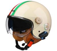 Cascos Retro 3/4, Cascos Moto Jet Abierto Casco de Motocicleta Estilo alemán Homologado ECE Casco Jet Moto Hombre Cascos Ciclomotor con Bluetooth Casco Scooter Hombres Mujeres 1,L=59-60cm