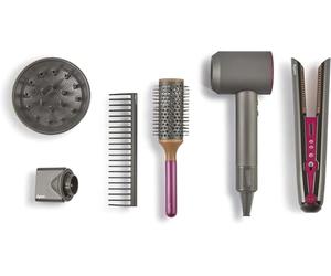 Casdon Dyson-Juego de Peinado Supersonic y Corrale-Plancha y secador de Pelo de Juguete con función Real-con Luces Sonidos interactivos-Edad: 3+ años, Color Rosa, Violeta, Gris, Medium (73552)