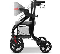 Case Andador con asiento, ligero, fácil de plegar, portátil, para ancianos, marco de aluminio para caminar, pedales de compras para ancianos, carrito de compras, carrito de compras, carrito de