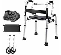 Case - Andador plegable con ruedas para personas mayores, adultos altos, ancianos y discapacitados, ayuda resistente para caminar con ruedas, para altura estrella de luz