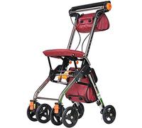 Case - Andador vertical plegable con asiento, ayuda para caminar para personas discapacitadas, ayuda portátil con bolsa de almacenamiento y sistema de freno doble para ancianos, estrella de luz