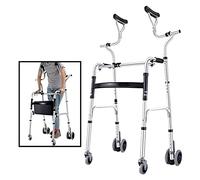 Case Andadores para personas mayores con soporte axilar y ruedas, andador ligero para adultos de altura ajustable, ayuda de movilidad plegable de aluminio