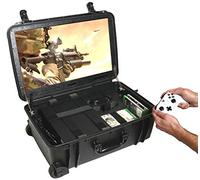 Case Club Estación de juegos portátil impermeable Xbox One X/S con monitor integrado de 24 "1080p, almacenamiento para controladores, juegos y parlantes incluidos