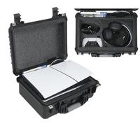 Case Club Funda rígida para PS5 Slim - Funda de transporte impermeable incluye almacenamiento de auriculares y ranuras personalizadas para 1 juego, soporte y 1-2 controladores (Playstation 5 Slim)