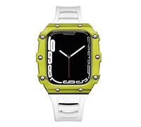 Case de fibra de carbono para la modificación de la banda 7 45 mm 44 mm 41 mm Kit de modificación de correa de goma de bisel de cerámica para la serie iwatch 6 SE 5