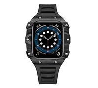 Case de fibra de carbono para la modificación de la banda 7 45 mm 44 mm 41 mm Kit de modificación de correa de goma de bisel de cerámica para la serie iwatch 6 SE 5