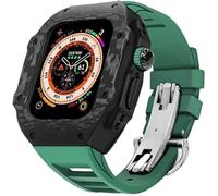 Case de fibra de carbono y correa de goma, para la banda de goma de flúor Ultra 49 mm, para iWatch Series 8 7 6 5 4 SE 45 mm de actualización y modificación de 44 mm