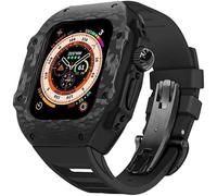 Case de fibra de carbono y correa de goma, para la banda de goma de flúor Ultra 49 mm, para iWatch Series 8 7 6 5 4 SE 45 mm de actualización y modificación de 44 mm