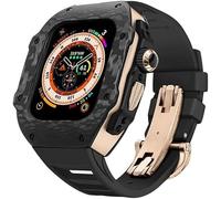 Case de fibra de carbono y correa de goma, para la banda de goma de flúor Ultra 49 mm, para iWatch Series 8 7 6 5 4 SE 45 mm de actualización y modificación de 44 mm