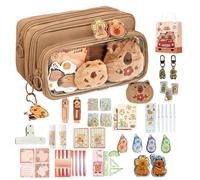 Case de lápiz, bolsa de lápiz estética de Capybara para suministros escolares, función con cremallera con gran capacidad, organización de papelería para aula, oficinas y uso universitario, 8.66x5.12x2