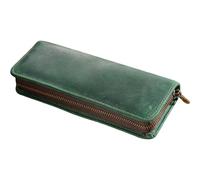 Case de lápiz de Cuero, 11 tragamonedas divididas Soporte para bolígrafo de Cuero, Soporte de lápiz de Fuente Vintage con Cremallera, 7.9x3.2x1.2 Pulgadas Organizador de Casos de para la escuel