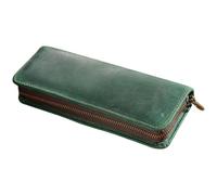 Case de lápiz de cuero, 11 tragamonedas divididas soporte para bolígrafo de cuero, soporte de lápiz de fuente vintage con cremallera, 7.9x3.2x1.2 pulgadas organizador de casos de para la escuel