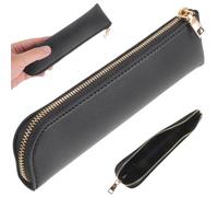 Case de lápiz, Grupo de cuero Case de lápiz 7.87x1.77 Polla negra de lápiz pequeño con accesorios con cremallera, bolsa de papelería Punga de cuero portátil para hombres Oficina de trabajo de mujeres