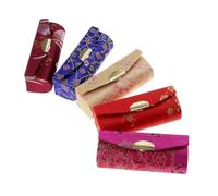 Case de lápiz Labial portátil Organizador de bálsamo de Labio Floral de Estilo Chino con Espejo de Maquillaje 5pcs, Estuche de lápiz Labial con Espejo