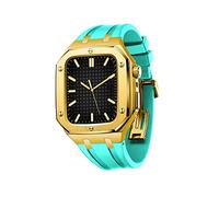 Case de metal para 6 44 mm Correa de silicio protector para iWatch 7 45mm 6 5 4 SE 44 mm Cubierta protectora completa de hombres para hombres