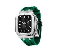 Case de metal para 6 44 mm Correa de silicio protector para iWatch 7 45mm 6 5 4 SE 44 mm Cubierta protectora completa de hombres para hombres