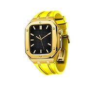 Case de metal para 6 44 mm Correa de silicio protector para iWatch 7 45mm 6 5 4 SE 44 mm Cubierta protectora completa de hombres para hombres