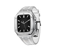 Case de metal para 6 44 mm Correa de silicio protector para iWatch 7 45mm 6 5 4 SE 44 mm Cubierta protectora completa de hombres para hombres