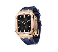 Case de metal para 6 44 mm Correa de silicio protector para iWatch 7 45mm 6 5 4 SE 44 mm Cubierta protectora completa de hombres para hombres