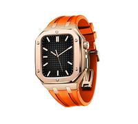 Case de metal para 6 44 mm Correa de silicio protector para iWatch 7 45mm 6 5 4 SE 44 mm Cubierta protectora completa de hombres para hombres