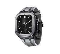 Case de metal para 6 44 mm Correa de silicio protector para iWatch 7 45mm 6 5 4 SE 44 mm Cubierta protectora completa de hombres para hombres