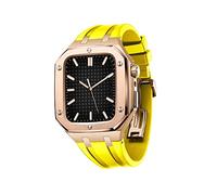 Case de metal para 6 44 mm Correa de silicio protector para iWatch 7 45mm 6 5 4 SE 44 mm Cubierta protectora completa de hombres para hombres