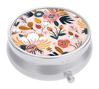 Case de pastillas para bolso, estuche de píldoras pequeñas de patrón de flores lindo, organizador de bolsillo portátil a prueba de humedad para sostener vitaminas, aceite de bacalao, suplementos y me