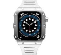 Case de reloj de acero inoxidable Banda de silicona de la serie 8 7 6 5 4 SE 45 mm Accesorios de reemplazo de 44 mm, Men Women Watch Metal Bisel Case Strap Mod Kit