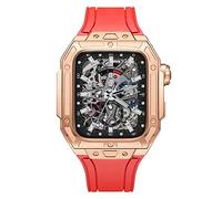 Case de reloj de metal de lujo+correa para la serie de bandas 6 5 4 SE 44 mm Strap de acero inoxidable Pulsera de goma para iWatch 6 5 4 SE 44 mm Series